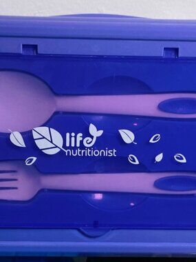 NEW Bento Box 3Compartment W/Utensils Lif Nutritionist Allergen-Free Purple NWOT